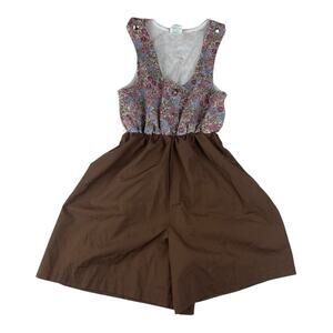 Girl Scouts vintage girls size 10 Floral Jumper romper brown 90s